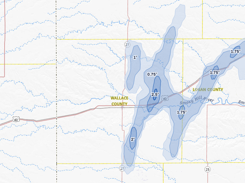 NEXRAD radar-signature map of the hail storm over Sharon Springs, KS on Jun 30, 2026