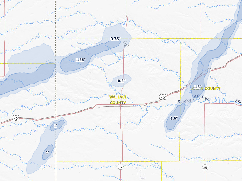 NEXRAD radar-signature map of the hail storm over Sharon Springs, KS on Jul 1, 2026