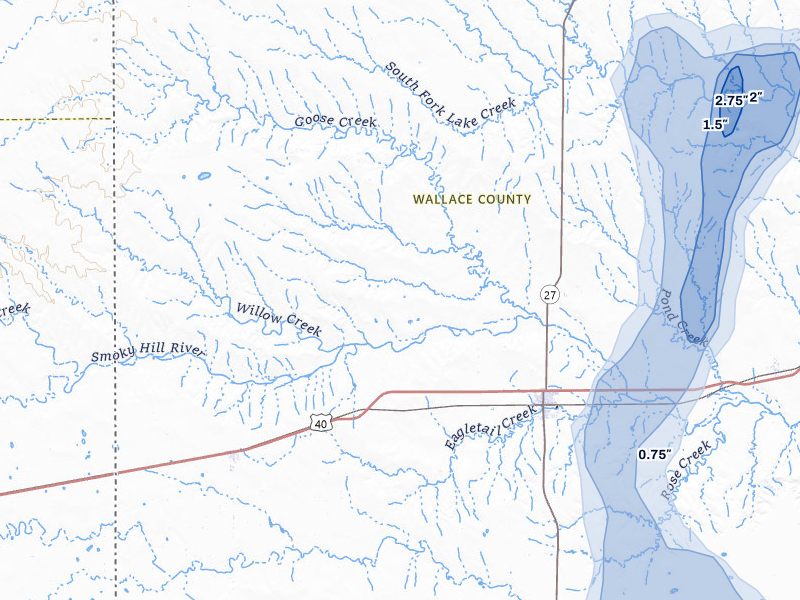 NEXRAD radar-signature map of the hail storm over Sharon Springs, KS on Aug 14, 2026