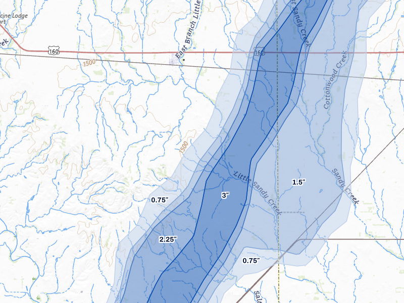 NEXRAD radar-signature map of the hail storm over Sharon, KS on Mar 5, 2026