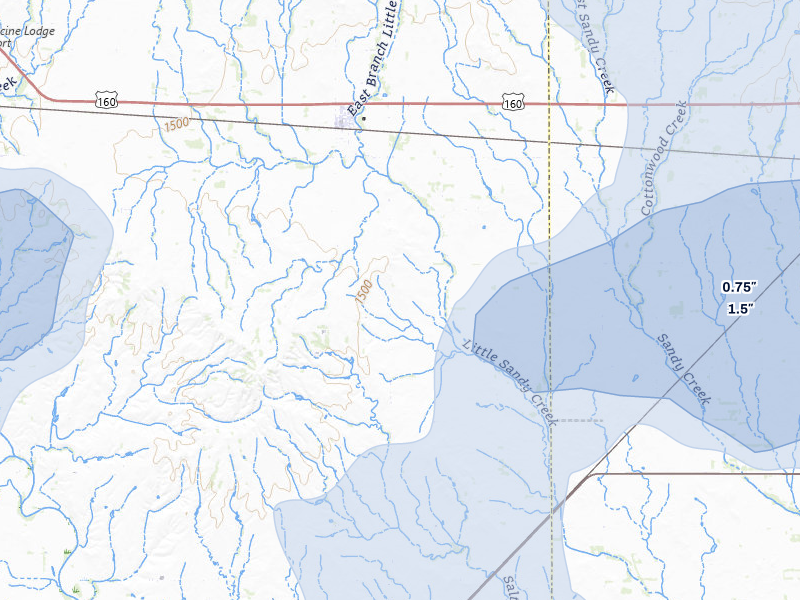 NEXRAD radar-signature map of the hail storm over Sharon, KS on Jun 1, 2026
