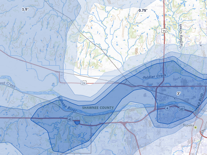 NEXRAD radar-signature map of the hail over Silver Lake, KS