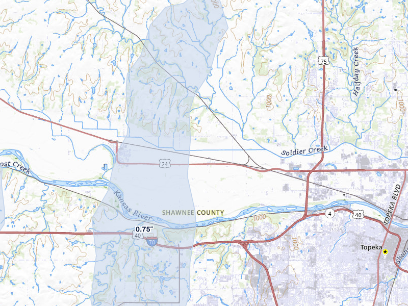 NEXRAD radar-signature map of the hail storm over Silver Lake, KS on May 17, 2026