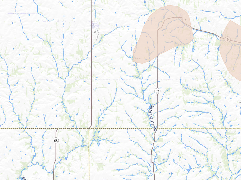 Radar-estimated hail-size map of the storm over Soldier, KS on Apr 9, 2026