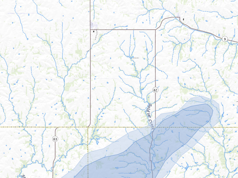 NEXRAD radar-signature map of the hail over Soldier, KS