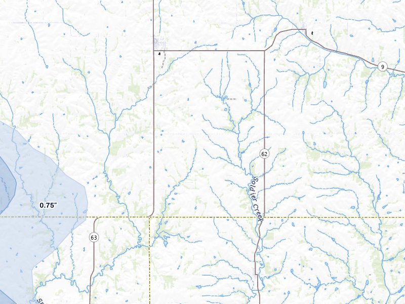 NEXRAD radar-signature map of the hail over Soldier, KS