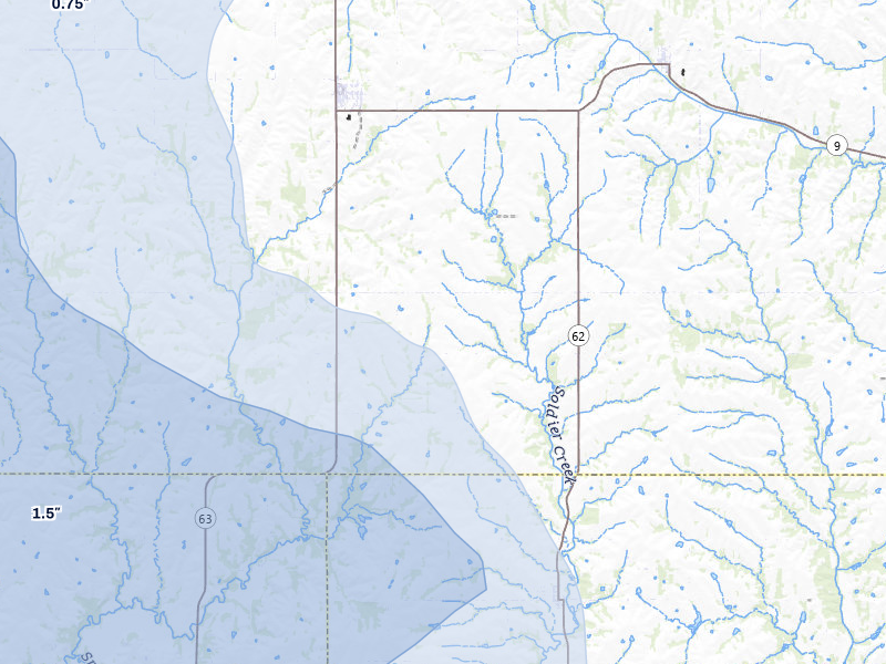 NEXRAD radar-signature map of the hail storm over Soldier, KS on Jul 8, 2026