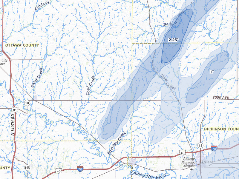 NEXRAD radar-signature map of the hail storm over Solomon, KS on Mar 5, 2026