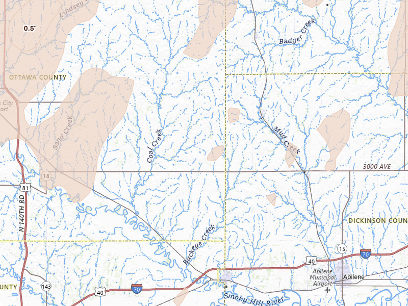 Radar-estimated hail-size map of the storm over Solomon, KS on May 17, 2026