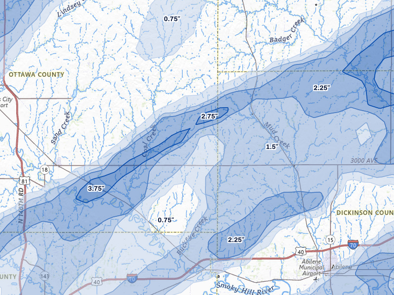 NEXRAD radar-signature map of the hail storm over Solomon, KS on May 18, 2026