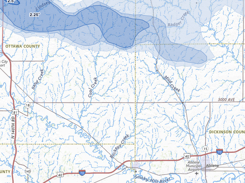 NEXRAD radar-signature map of the hail storm over Solomon, KS on Jul 3, 2026