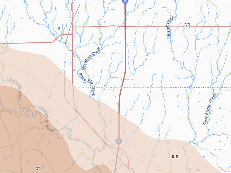 Radar-estimated hail-size map of the storm over South Haven, KS