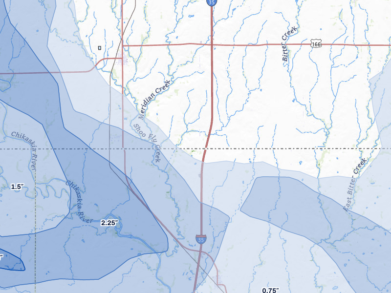 NEXRAD radar-signature map of the hail over South Haven, KS