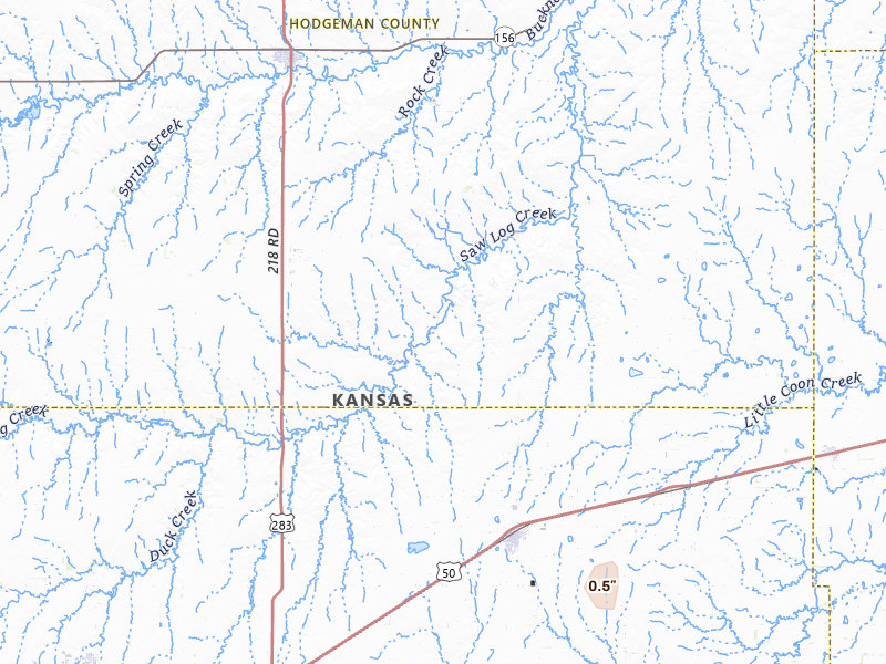 Radar-estimated hail-size map of the storm over Spearville, KS on Jun 24, 2026