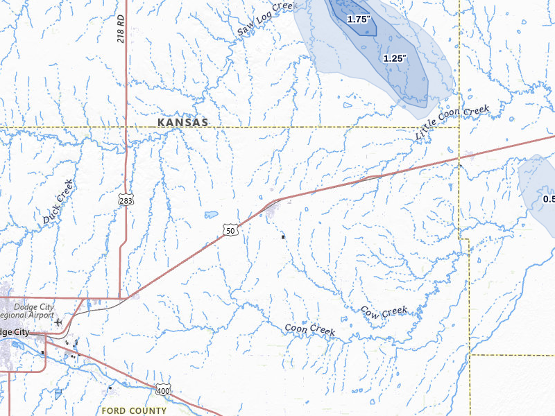 NEXRAD radar-signature map of the hail storm over Spearville, KS on Jun 25, 2026