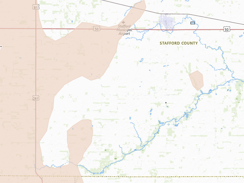 Radar-estimated hail-size map of the storm over Stafford, KS on Jun 25, 2026