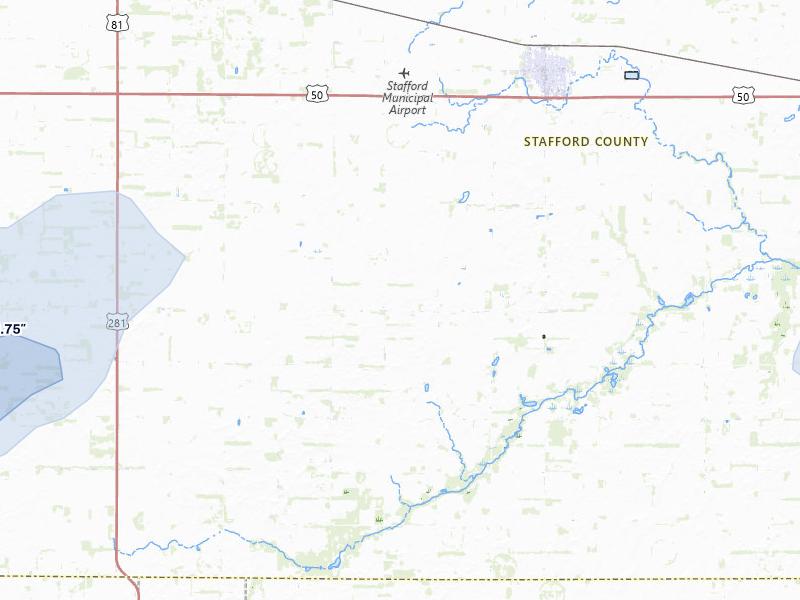 NEXRAD radar-signature map of the hail over Stafford, KS