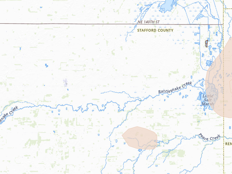 Radar-estimated hail-size map of the storm over Stafford, KS on Jul 9, 2026