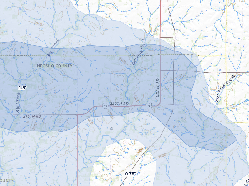 NEXRAD radar-signature map of the hail storm over Stark, KS on May 31, 2026
