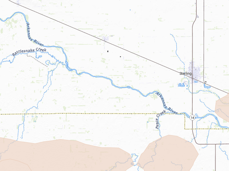 Radar-estimated hail-size map of the storm over Sterling, KS on Jul 9, 2026