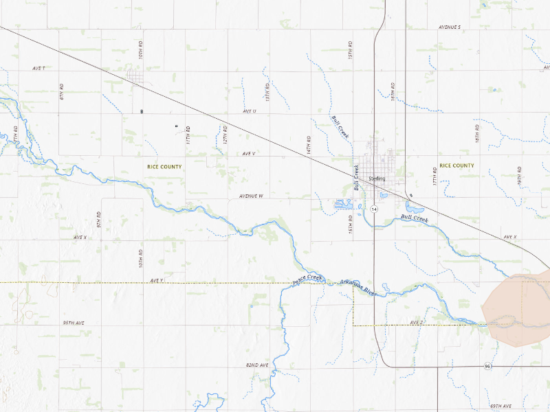 Radar-estimated hail-size map of the storm over Sterling, KS on Sep 19, 2026