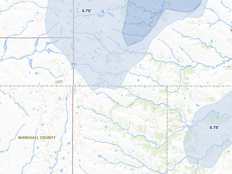 NEXRAD radar-signature map of the hail storm over Summerfield, KS on Mar 5, 2026