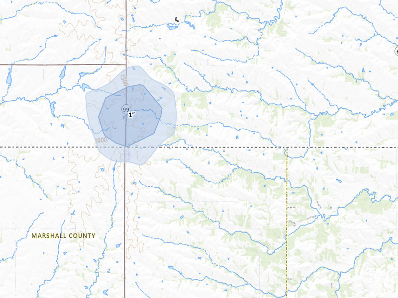 NEXRAD radar-signature map of the hail storm over Summerfield, KS on Mar 6, 2026