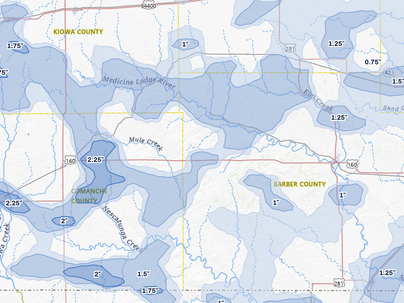 NEXRAD radar-signature map of the hail storm over Sun City, KS on Jun 1, 2026