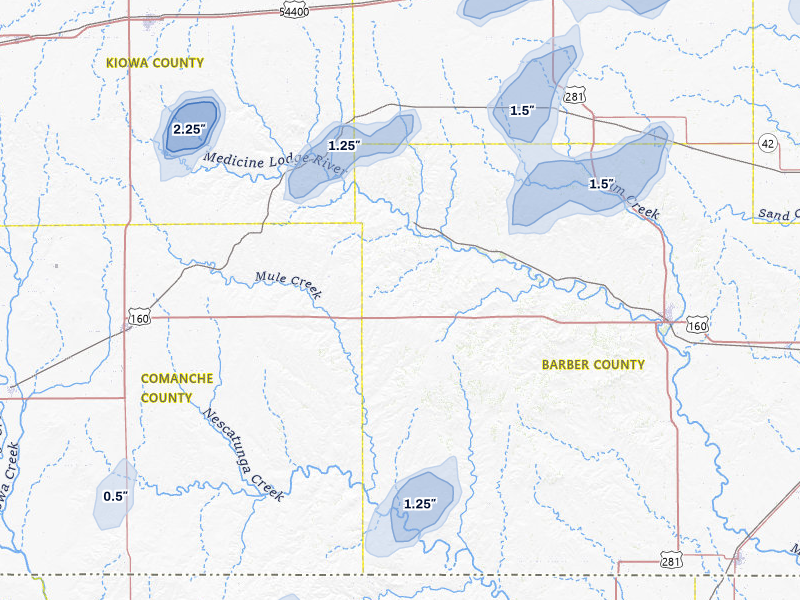NEXRAD radar-signature map of the hail storm over Sun City, KS on Jun 26, 2026