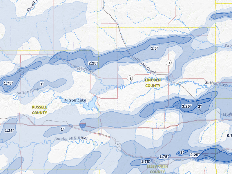 NEXRAD radar-signature map of the hail over Sylvan Grove, KS