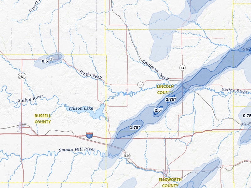 NEXRAD radar-signature map of the hail storm over Sylvan Grove, KS on May 18, 2026