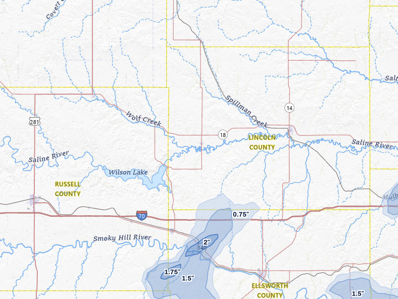 NEXRAD radar-signature map of the hail storm over Sylvan Grove, KS on Jul 9, 2026