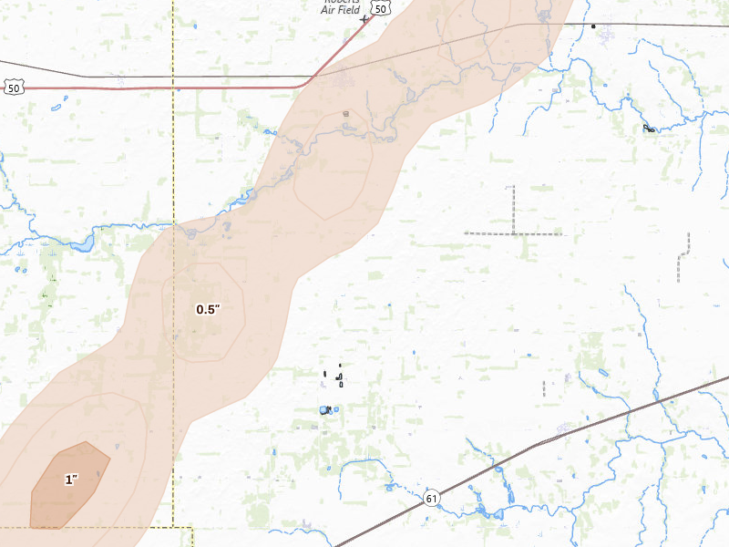 Radar-estimated hail-size map of the storm over Sylvia, KS