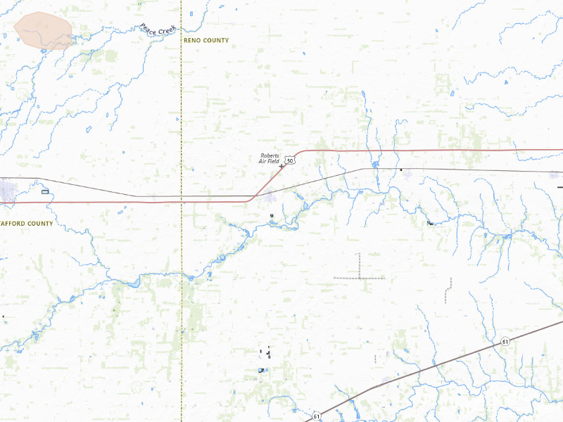 Radar-estimated hail-size map of the storm over Sylvia, KS on Jul 9, 2026