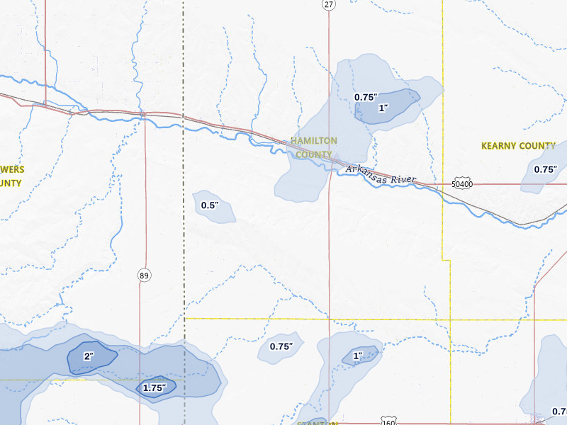 NEXRAD radar-signature map of the hail over Syracuse, KS