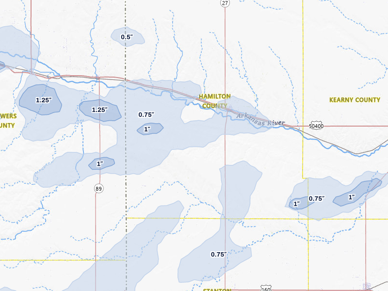NEXRAD radar-signature map of the hail storm over Syracuse, KS on Jun 26, 2026