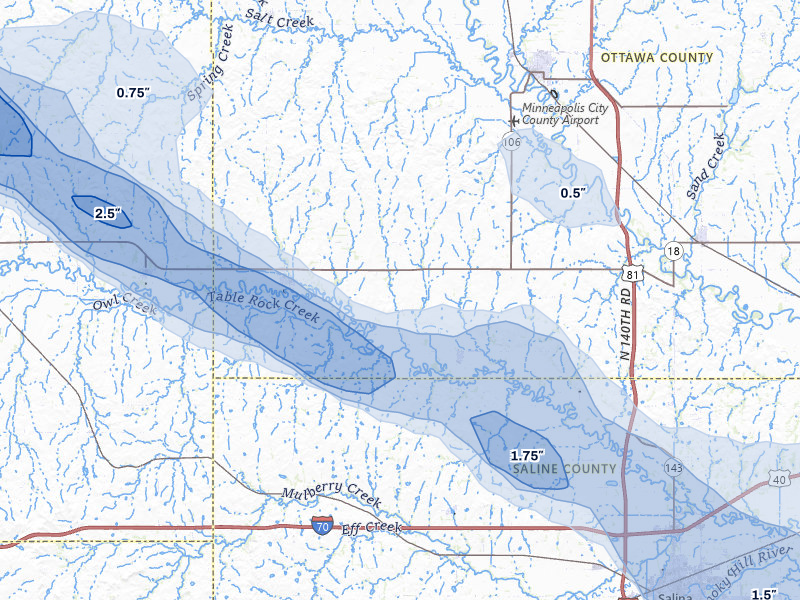 NEXRAD radar-signature map of the hail storm over Tescott, KS on Apr 9, 2026