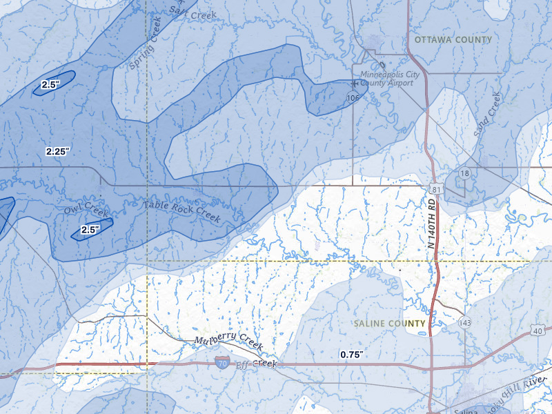 NEXRAD radar-signature map of the hail storm over Tescott, KS on May 17, 2026
