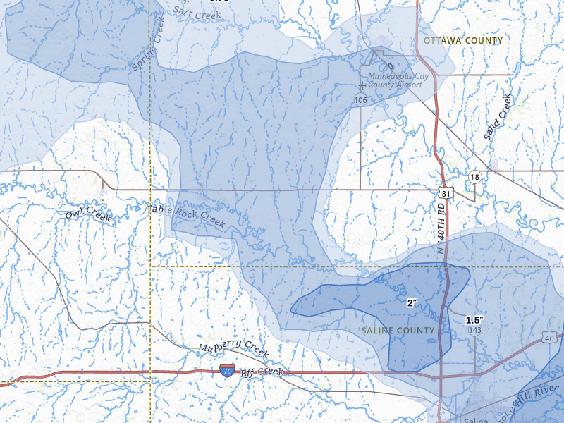 NEXRAD radar-signature map of the hail storm over Tescott, KS on Jun 8, 2026