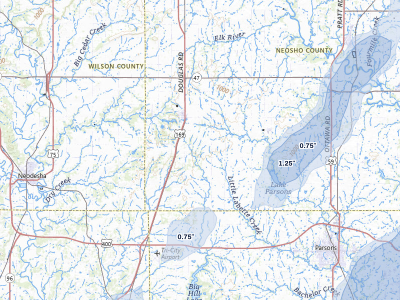 NEXRAD radar-signature map of the hail storm over Thayer, KS on Mar 6, 2026