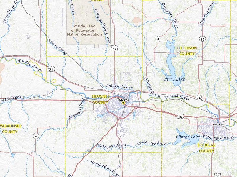 Radar-estimated hail-size map of the storm over Topeka, KS on Mar 5, 2026