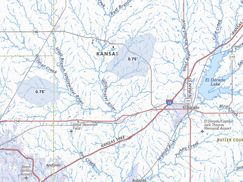 NEXRAD radar-signature map of the hail storm over Towanda, KS on May 29, 2026