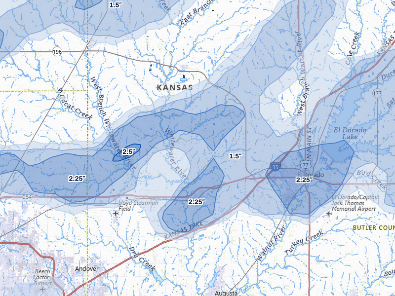 NEXRAD radar-signature map of the hail storm over Towanda, KS on May 30, 2026