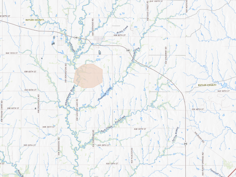 Radar-estimated hail-size map of the storm over Towanda, KS