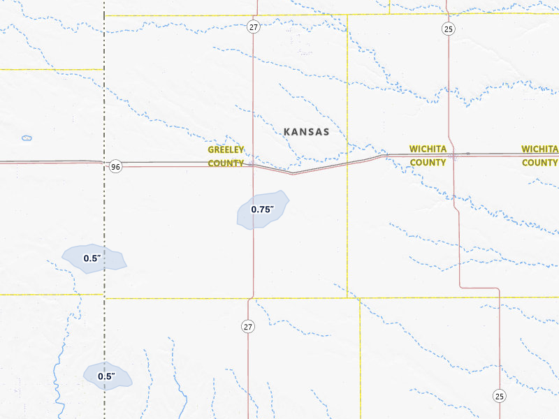NEXRAD radar-signature map of the hail storm over Tribune, KS on Jun 26, 2026