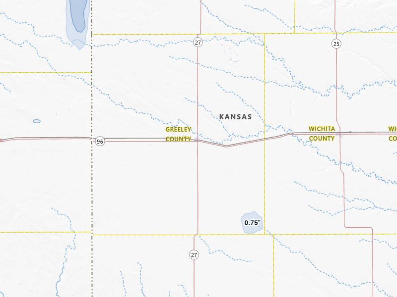 NEXRAD radar-signature map of the hail storm over Tribune, KS on Aug 26, 2026