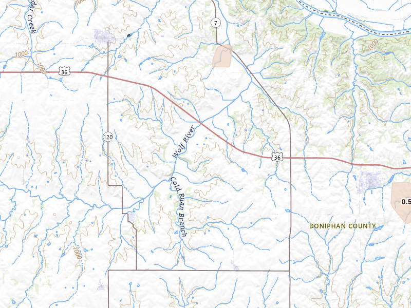 Radar-estimated hail-size map of the storm over Troy, KS on Jun 6, 2026