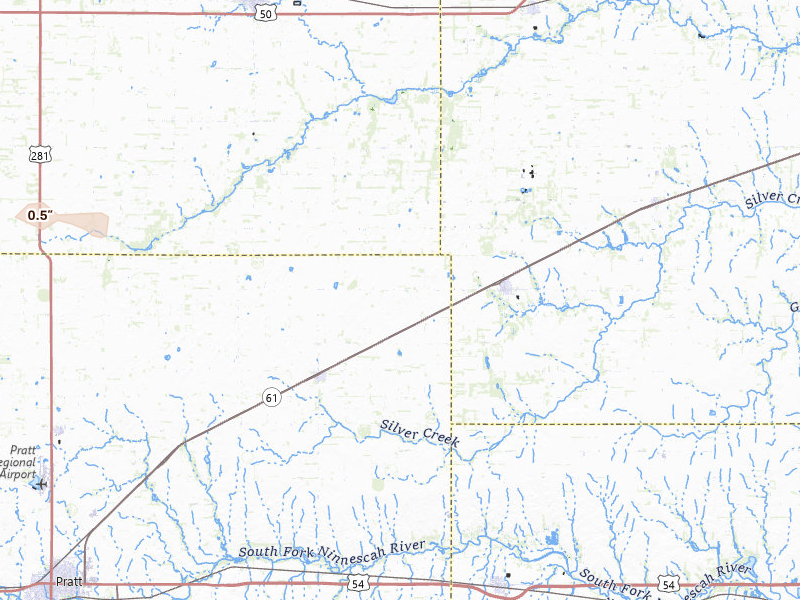 Radar-estimated hail-size map of the storm over Turon, KS on Apr 9, 2026