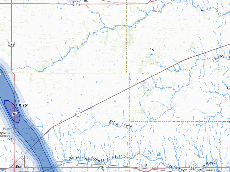 NEXRAD radar-signature map of the hail over Turon, KS