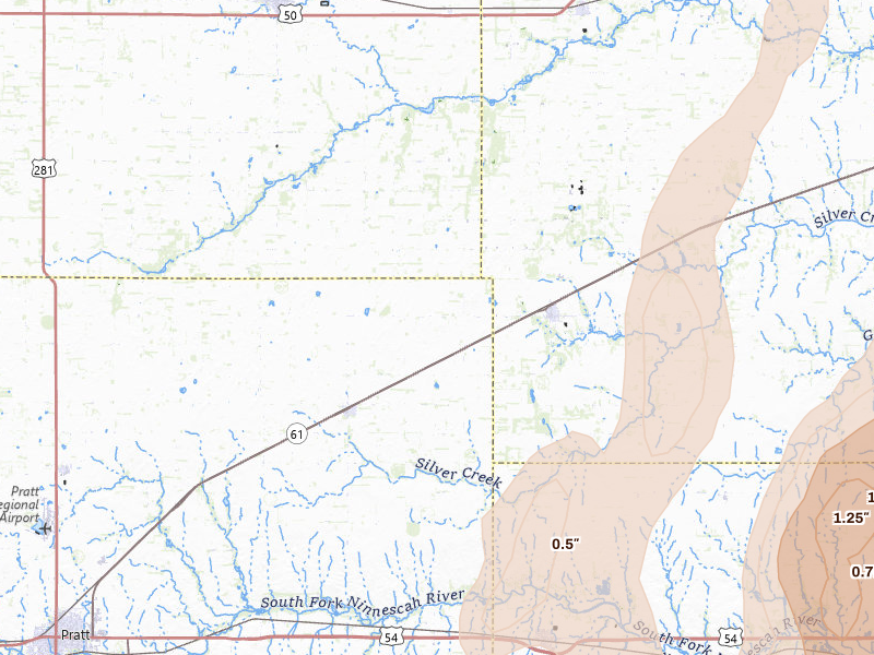Radar-estimated hail-size map of the storm over Turon, KS on May 30, 2026